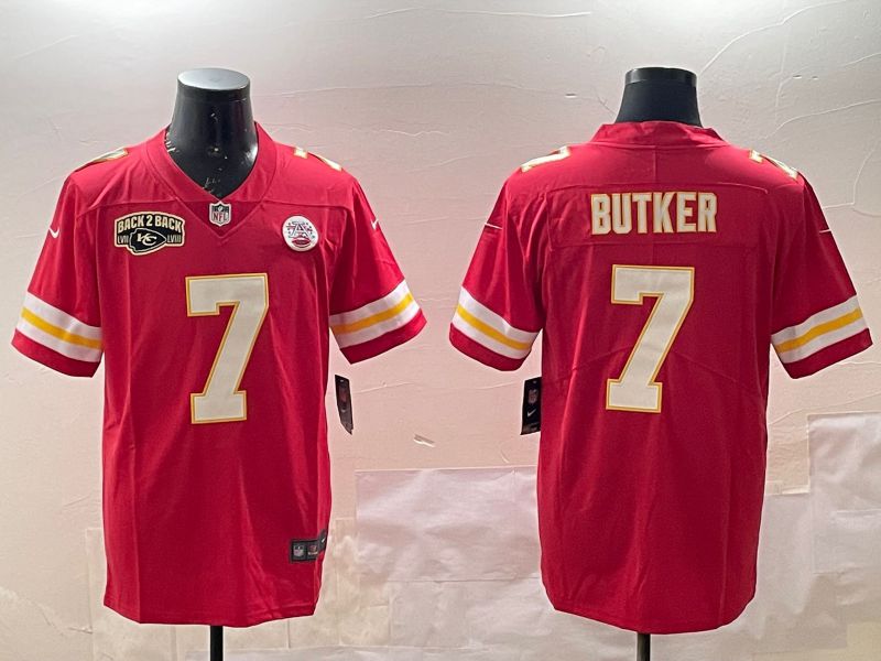 Men Kansas City Chiefs 7 Butker Red Second generations 2025 Nike Limited NFL Jersey style 4